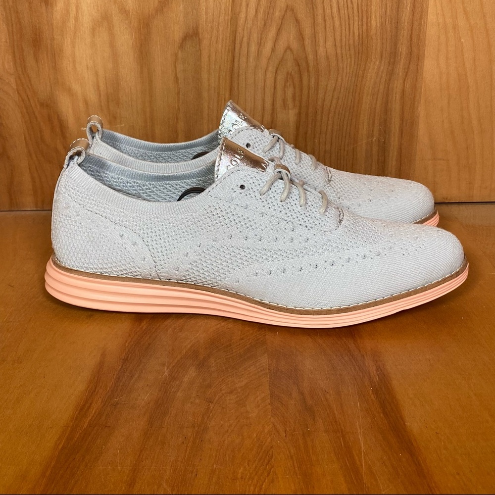 Cole Haan Grand Stitch Lite Wingtip Sneakers Platinum Peach Womens 9 SEF1259